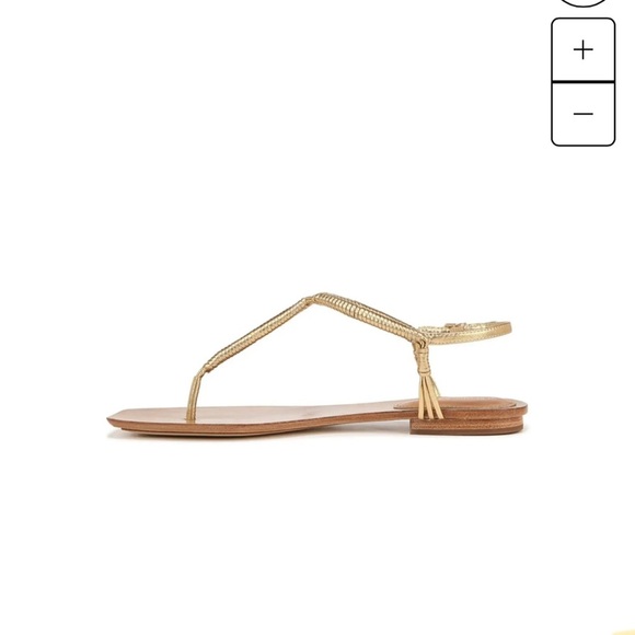 Veronica Beard Amelia Thongs Women's gold metallic t-strap sandals size 6.5 - Picture 2 of 8